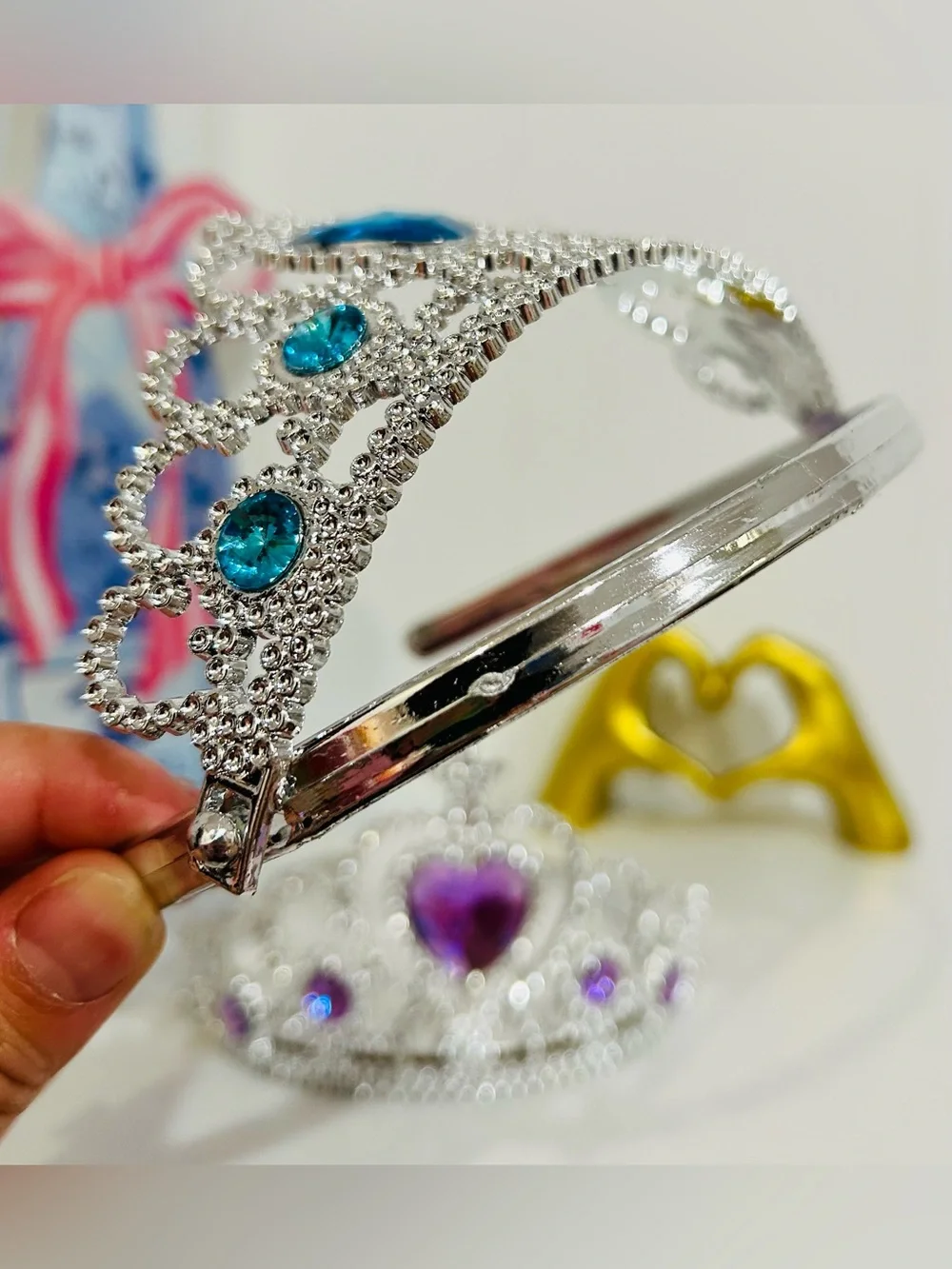 Amazon Silver Jeweled Headband and Purple Heart Tiara Set